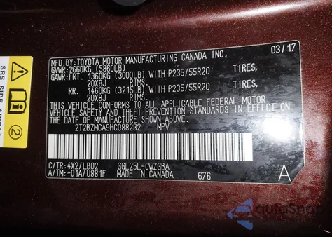 2017 Lexus Rx 350 z USA, uszkodzony, nr VIN 2T2BZMCA9HC088232